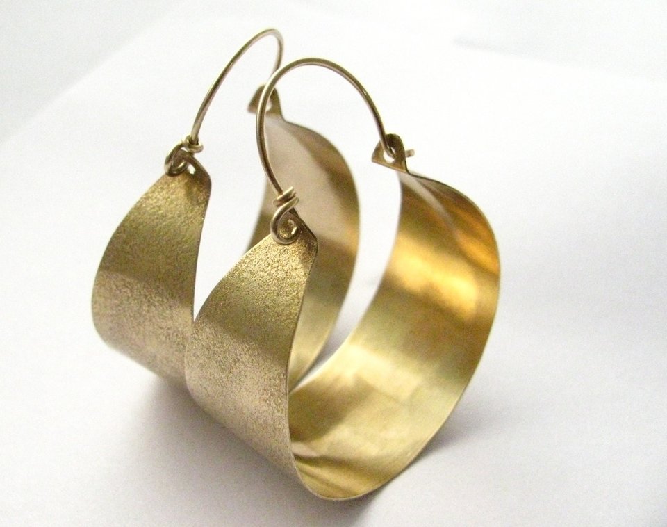 Large Bronze Hoop Earrings With Gold Fill Ear Wires, Big Hoops, Bold Statement Earrings