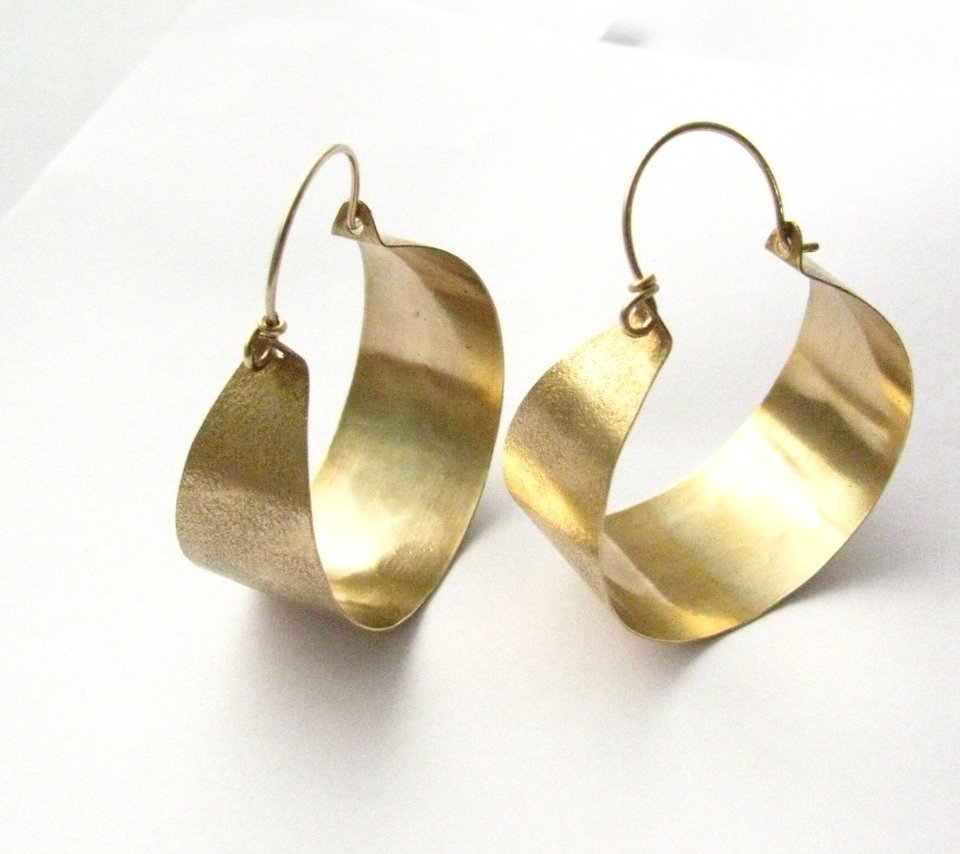 Large Bronze Hoop Earrings With Gold Fill Ear Wires, Big Hoops, Bold Statement Earrings