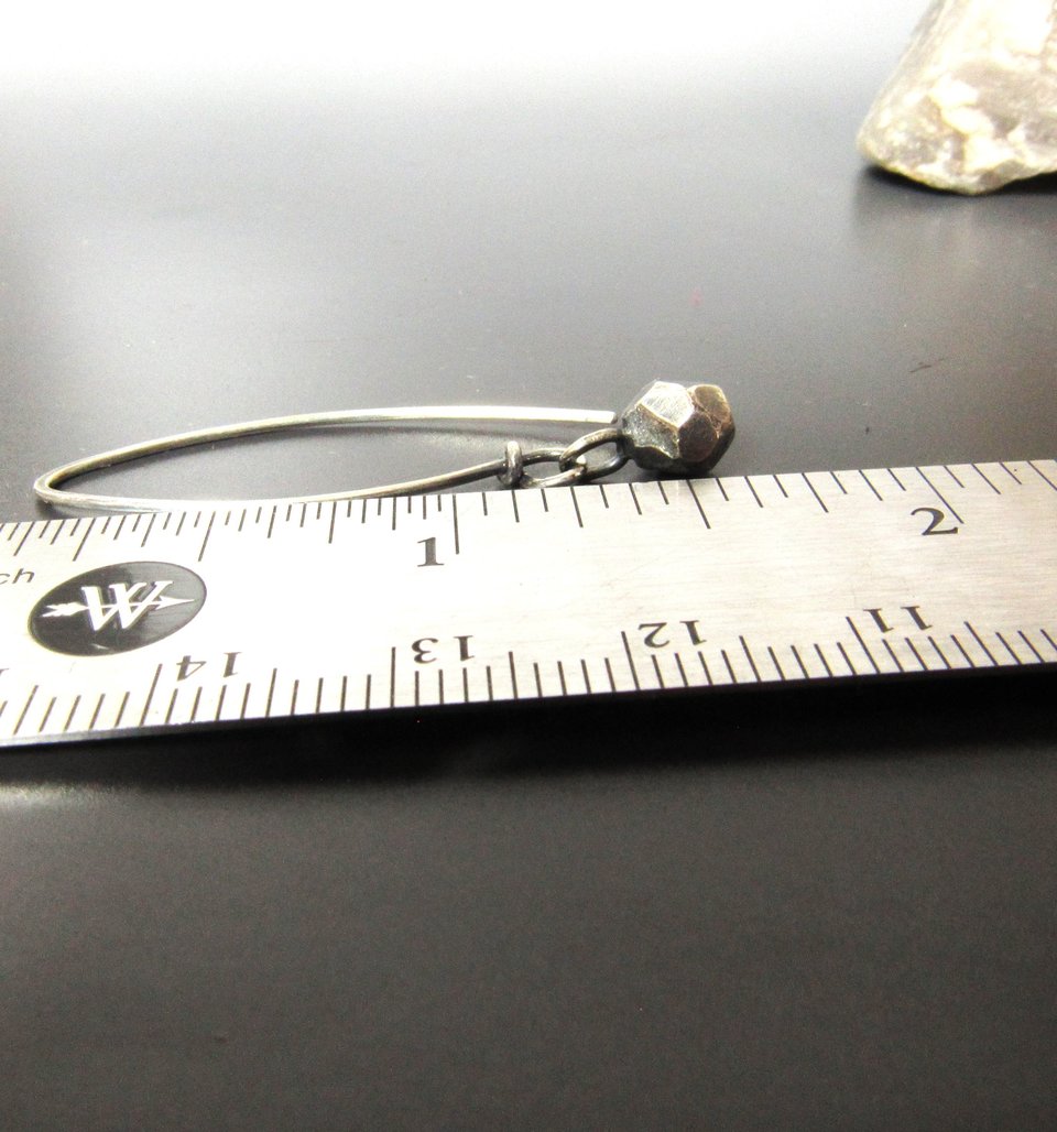 Sterling Silver Faceted Nugget Dangle Earrings