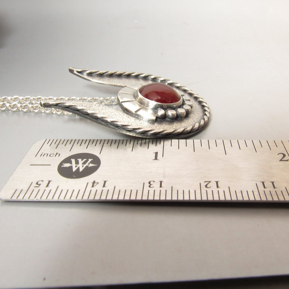Hathor Necklace, Carnelian And Argentium Sterling Silver, Egyptian Mythology Jewelry