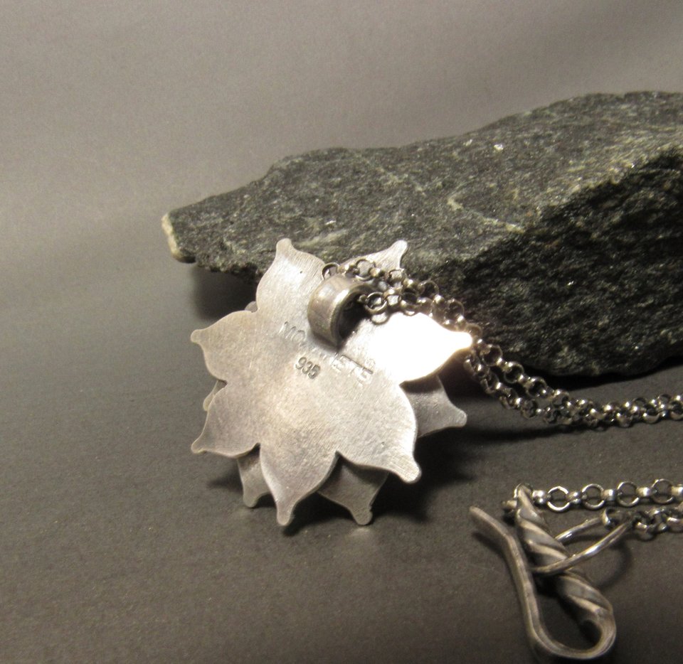 Rainbow Moonstone Lotus Necklace, Argentium Sterling Silver gemstone And Flower Necklace
