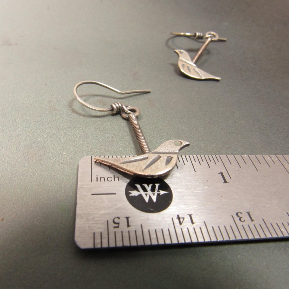 Argentium Sterling Silver Bird Earrings, Gift For Bird Enthusiast