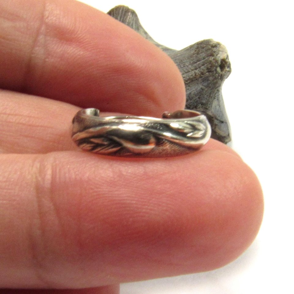 Small Sterling Silver Hoop Earrings, Swirl Design, Latching Clasp