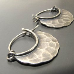 Hammered Argentium Sterling Silver Hoop Earrings | Handmade Minimalist Jewelry