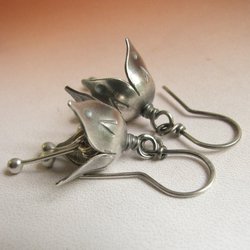 Sterling Silver Bell Flower Earrings, Handcrafted Argentium Jewelry